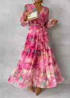 Floral Wrap Summer Evening Maxi Dress
