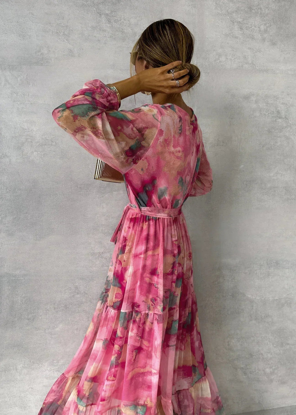 Floral Wrap Summer Evening Maxi Dress
