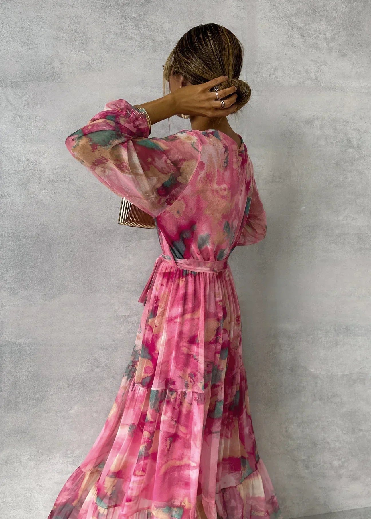 Floral Wrap Summer Evening Maxi Dress