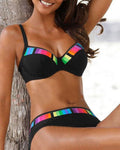 Two-Piece Bikini Set with Colorblock Trim