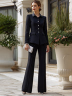 Tailored Button-Front Pantsuit