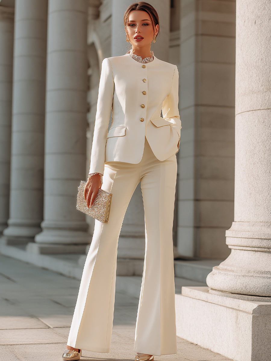 Tailored Button-Front Suit With Structured Jacket