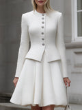 Mooyius Presents The Elegant White Textured Tweed Two-Piece Set