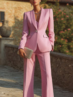 Ilored Single-Breasted Suit With Flared Trousers
