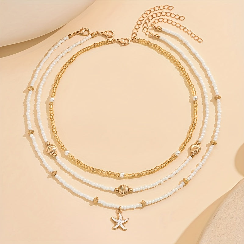 Amara | 3-Pack Shell & Starfish Necklace Set