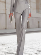 Sleek Light Gray Single-Breasted Blazer Suit Set