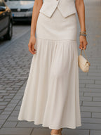Pearl Button Vest And Maxi Skirt Two-Piece Set