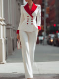 Bold Red And White Double-Breasted Suit Set By Mooyius