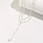 Eliana | Elegant Double-Layer Faux Pearl Tassel Necklace