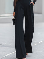 Black Sheer Turtleneck Wide-Leg Jumpsuit