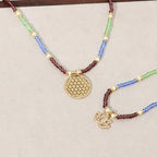 Freyana | Bohemian Beaded Lotus Pendant Necklace (Dual-Layer)