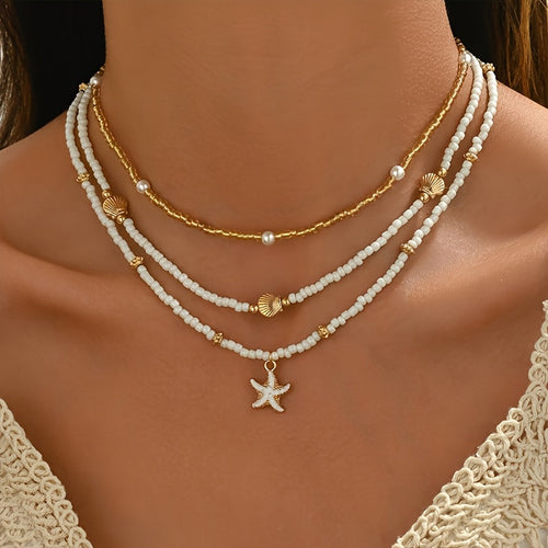 Amara | 3-Pack Shell & Starfish Necklace Set