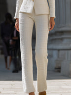 Ivory Tweed Square-Neck Suit Set