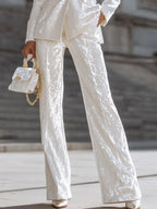 Tailored Textured Blazer Set With Wide-Leg Pants