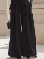 High-Neck Fitted Top And Fluid Wide-Leg Trouser Set