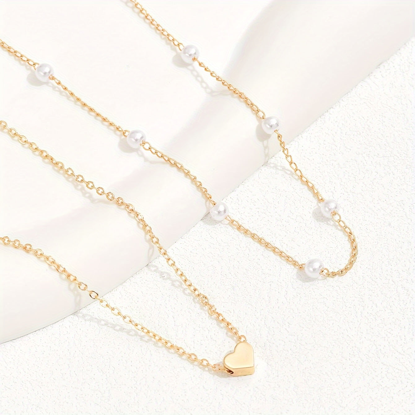 Nerida | 2-Piece Heart-Shaped Faux Pearl Necklace Set
