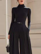 High-Neck Fitted Top And Fluid Wide-Leg Trouser Set