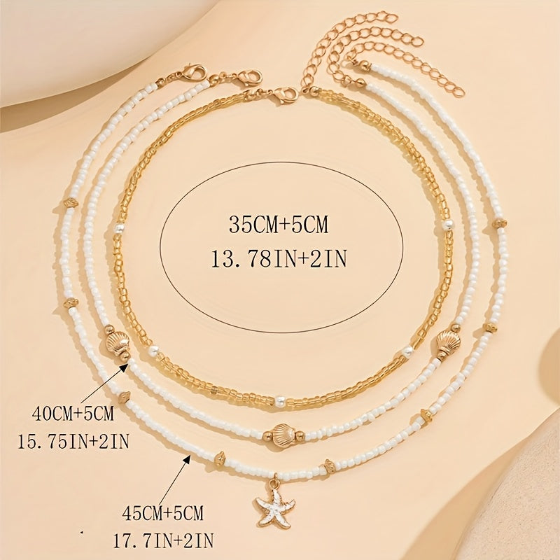Amara | 3-Pack Shell & Starfish Necklace Set