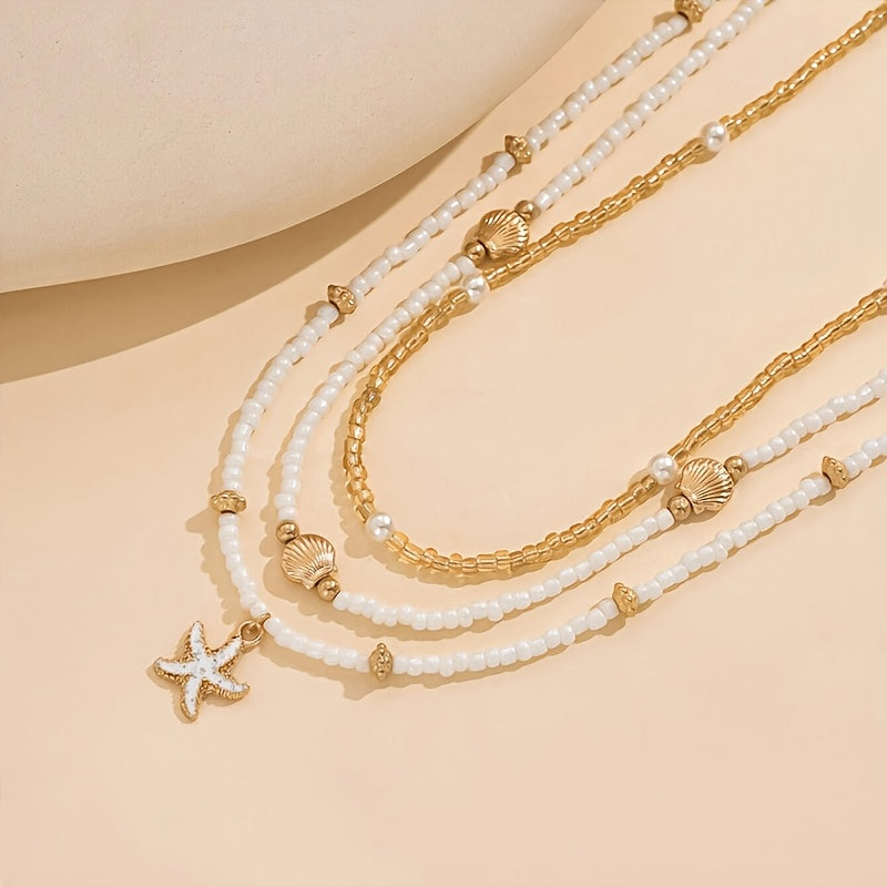 Amara | 3-Pack Shell & Starfish Necklace Set