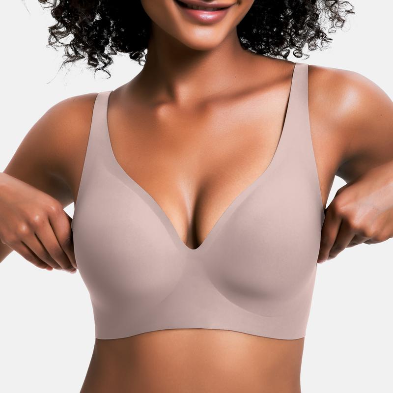 Jelly Wireless Seamless Deep V Push Up Bra