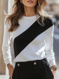 Black and White Diagonal Colorblock T-shirt