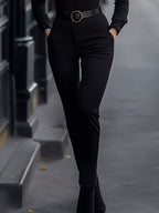 Sleek Black Belted Jumpsuit with Slim Fit