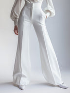 Elegant White High-Waisted Trousers