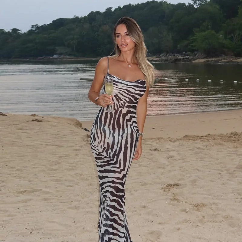 Cassandre V Neck Slip Summer Party Maxi Dress