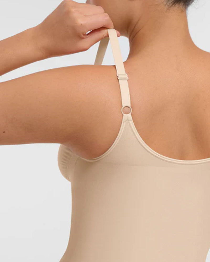 Seamless Covered Bust Jumpsuit Thong Bodysuit