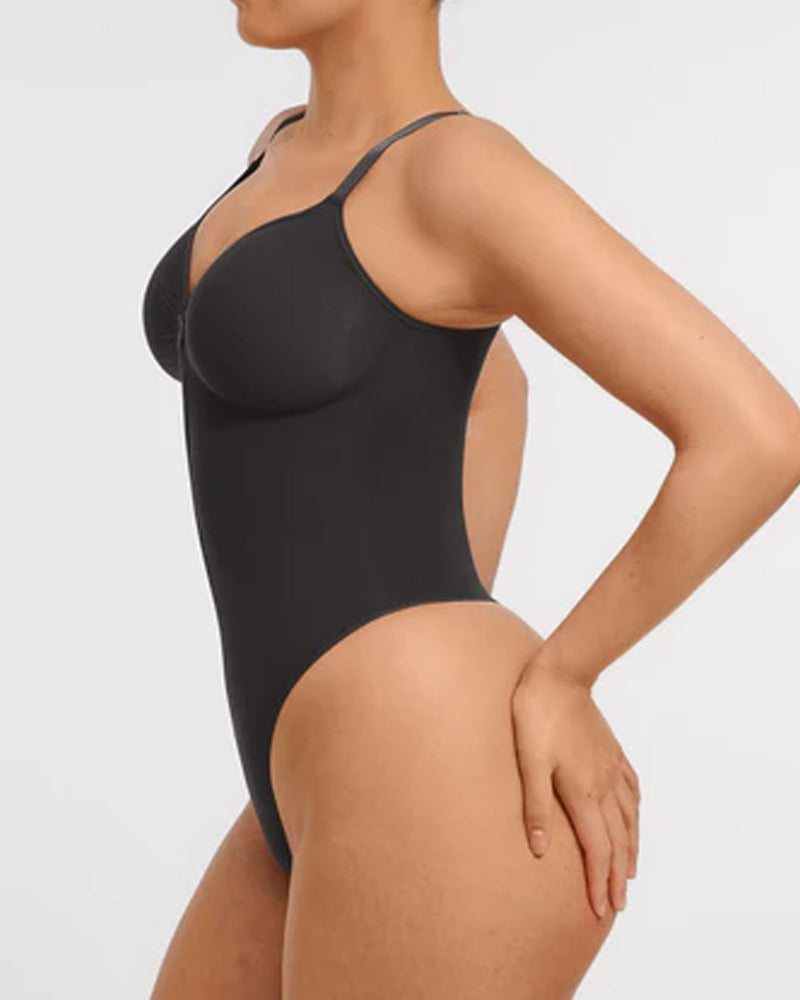 Seamless Covered Bust Jumpsuit Thong Bodysuit