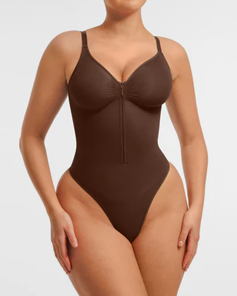 Seamless Covered Bust Jumpsuit Thong Bodysuit